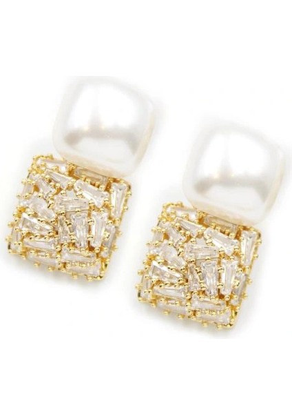 Inci Baget Taşlı Küpe - Altın