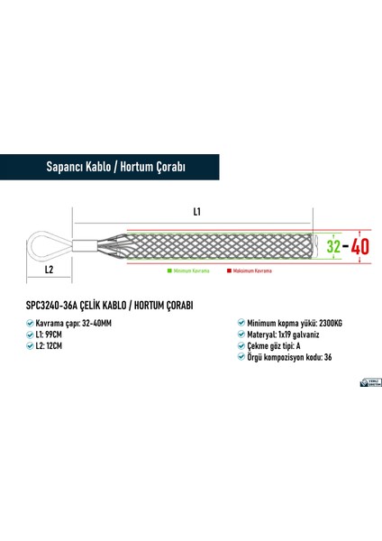 SPC3240-36A Çelik Kablo / Hortum Çorabı