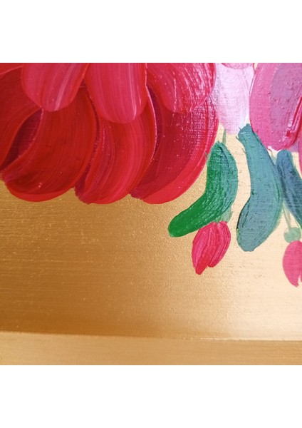 Altın Varaklı El Boyaması Gül Desenli Ahşap Nişan/sunum Tepsisi modelleri