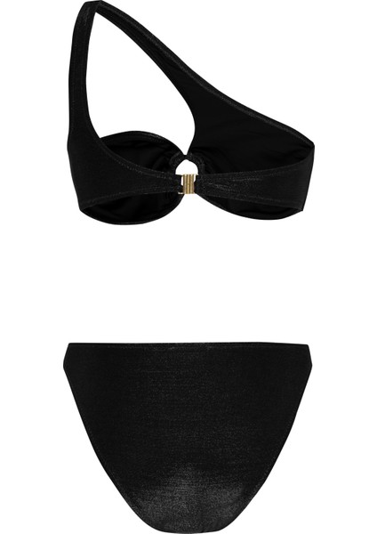 Tokalı Lurex Tek Omuz Siyah Bikini fiyatları