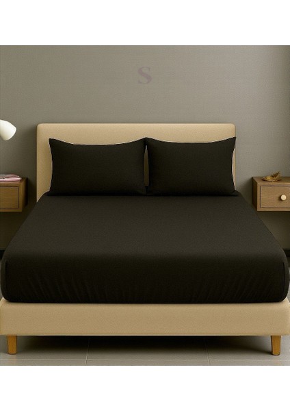 Siyah Çift Kişilik Çarşaf+Yastık Seti %100 Pamuk fiyatları