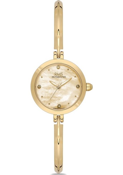 RMS.1.AG2106.25 Minimal Taşlı Tasarım Kristal Cam 3 Atm Suya Dayanıklı Altın Renk Kadın Kol Saati