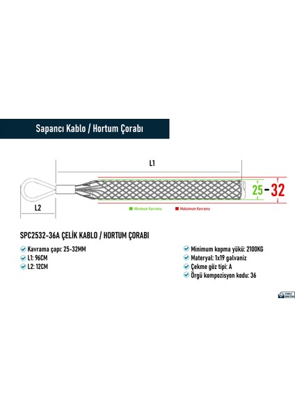 SPC2532-36A Çelik Kablo / Hortum Çorabı
