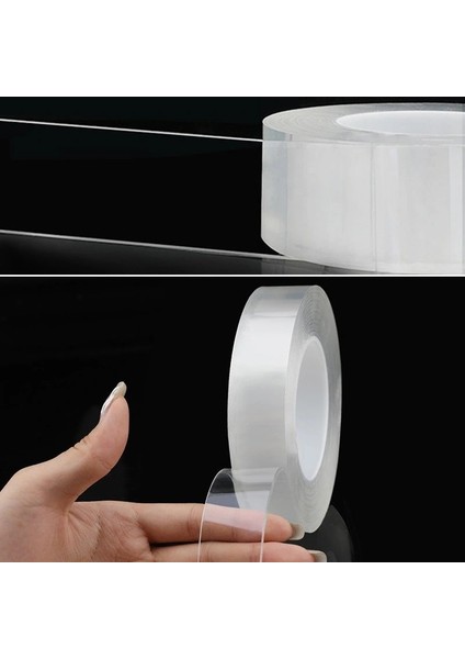 2 Metre x 3 cm Şeffaf Güçlü Nano Çift Taraflı Silikon Jel Yapıştırıcı Bant fiyatları