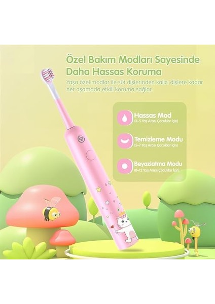 Npo Nicefeel X500 Çocuklar Için Dakikada 39600 Titreşim,şarjlı Sonic Profesyonel Diş Fırçası (Pembe) modelleri