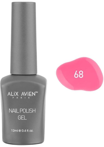 Alıx Avıen Pembe Kalıcı Oje 68-Yoğun Renk Veren Jel Oje 12 Ml-Nail Uv Gel Polish 68
