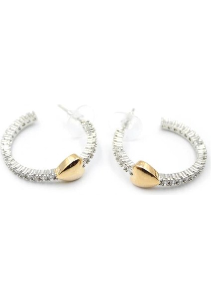 Kalp Halka Küpe - Gümüş