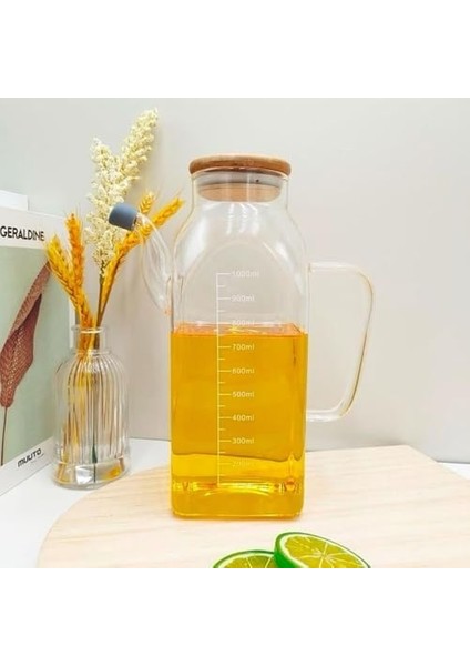 1000ML Bambu Kapaklı Cam Yağlık ve Sirkelik – Dayanıklı ve Şeffaf Sıvı & Mutfak Için Sıvı Ölçüm ve Saklama Çözümü 1000ML - Cam Sürahi Sıvı Ölçü Kabı fiyatları