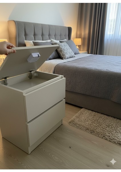 Karmen Kumtaşı Rengi Gizli Bölmeli Komodin indirimleri