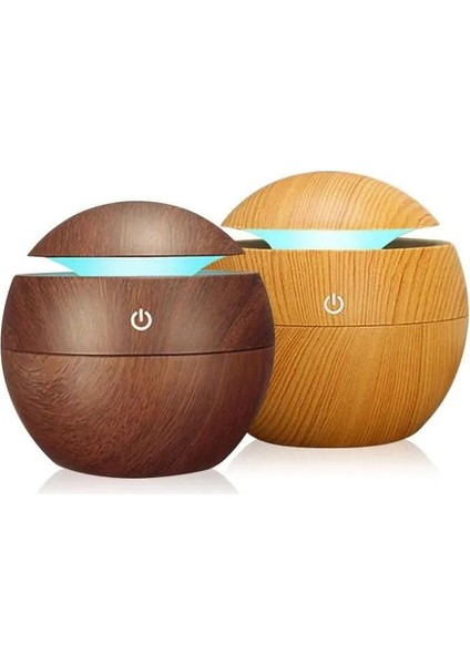 130 ml Hava Nemlendirici, Uçucu Yağ Aromaterapi Makinesi, Ev, Yatak Odası ve Ofis Için Renkli Işık ile Aroma Hava Difüzörü (Açık Kahve)