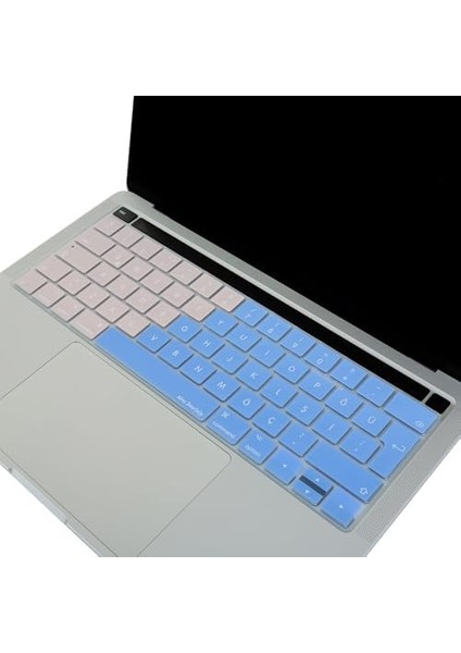 MacBook Klavye Koruyucu Kılıf Silikon Türkçe Q Baskılı Uk-Ters L Enter Tipi Touchbar Pro 13-15 Inç A1706,A1989,A2159,A1707,A1990 Uyumlu,ince Hafif Yıkanabilir Klavye Filmi Pembe Mavi fiyatları