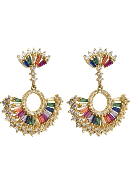 Renkli Taşlı Şık Küpe