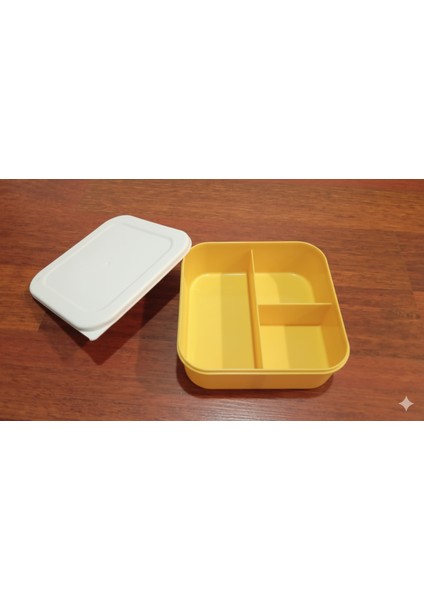 Kare 3 Bölmeli Plastik Saklama Kabı