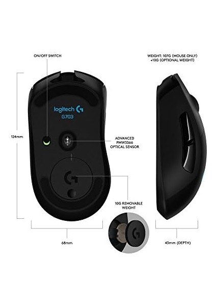 G G703 Gaming Kablosuz Mouse 910-005094 fiyatları