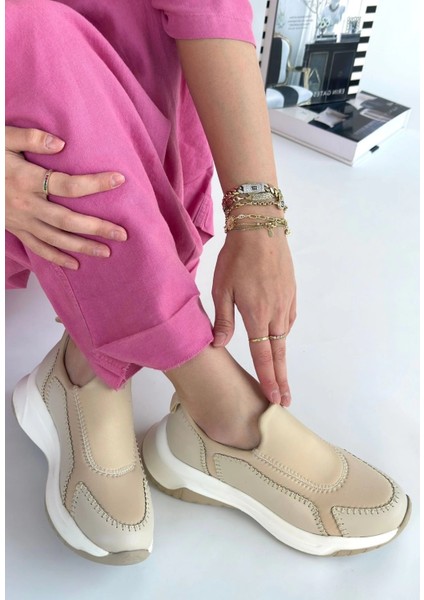 Sptrns Kendy Bej Cilt Spor Ayakkabı (Numara: 38)