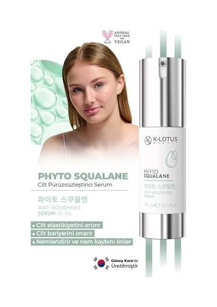 K-Lotus Beauty Phyto Squalane Cilt Pürüzsüzleştirici Kore Mucizesi Cilt Bariyer Onarıcı Cilt Serumu 30 ml fiyatları