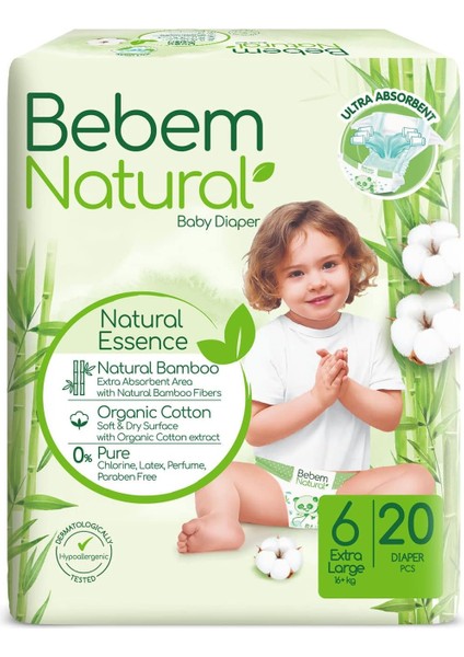 Bebem Natural 6 Beden Xlarge Bebek Bezi (1 x 20 Adet)