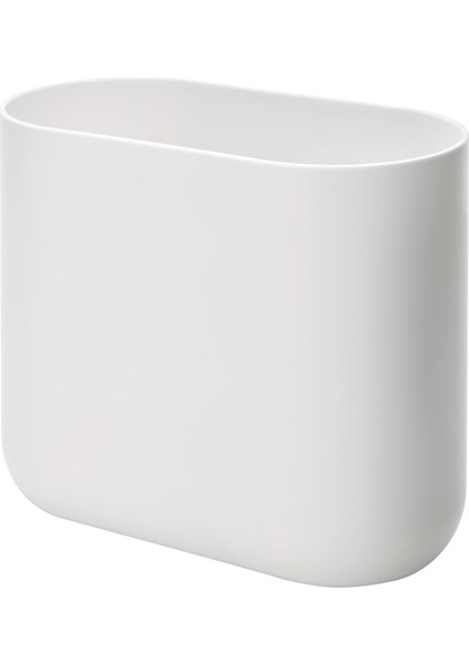 Veya Mutfak Için Sade Çöp Kutusu, Açık Tasarımlı Çok Yönlü Kozmetik Kovası, Küçük Oval Plastik Çöp Kutusu, Beyaz