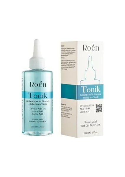 Roen Tonik, Gözenek Sıkılaştırıcı ve Canlandırıcı Cilt Toniği, Glikolik Asit%5 Aha Bha, 200 ml