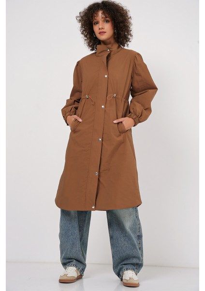 5939 Astarlı Uzun Trençkot - Taba fiyatları