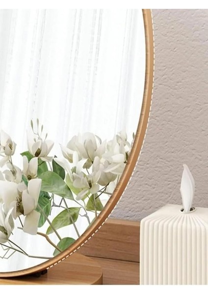 Unichrome Şık Tasarım Menteşeli Eğimi Ayarlanabilir 13 cm Yuvarlak Masaüstü Ahşap Makyaj Aynası