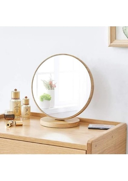 Unichrome Şık Tasarım Menteşeli Eğimi Ayarlanabilir 13 cm Yuvarlak Masaüstü Ahşap Makyaj Aynası fiyatları