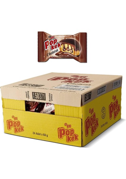Eti Popkek Çikolatalı Kek 60 G x 24 Adet Kahverengi