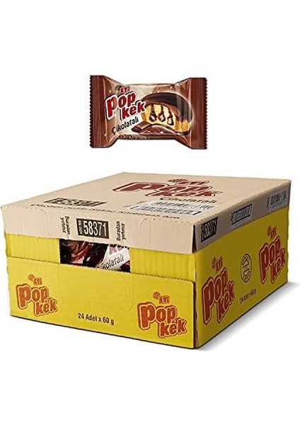 Eti Popkek Çikolatalı Kek 60 G x 24 Adet Kahverengi fiyatları