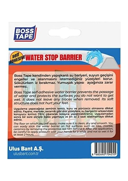 Tape Duş, Kapı Eşiği, Mutfak Tezgahı Etrafı Su Kesici Bariyer - 1 Metre modelleri