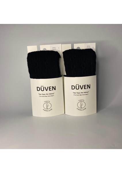 2'li Carina Cotton Pamuklu Desenli Siyah Kadın Külotlu Çorap