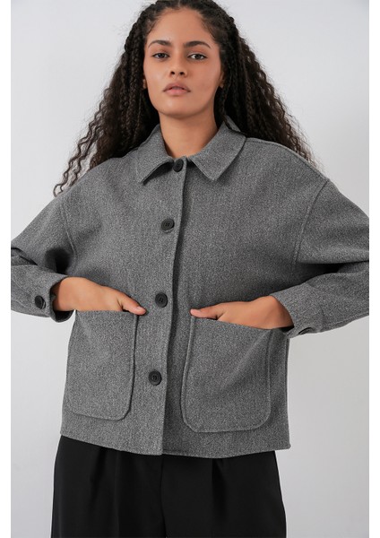 0713 Kadın Kaşe Ceket - Gri modelleri