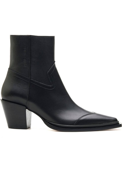 Marly Siyah Hakiki Deri Kadın Topuklu Bot