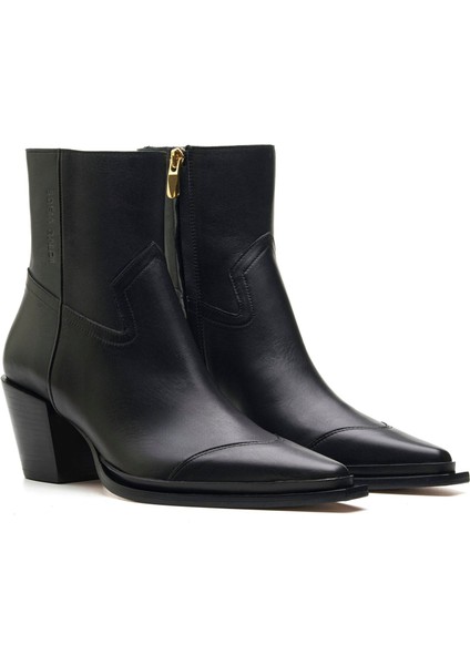 Marly Siyah Hakiki Deri Kadın Topuklu Bot modelleri