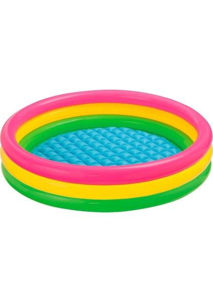 57412 Renkli Şişme Taban 3 Bölme Havuz 114 Cm, Su Sporları, Plaj Malzemesi, Şişme Ürün, Yüzme Aksesuarı, Kamp, Dalış,