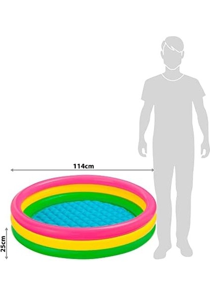 57412 Renkli Şişme Taban 3 Bölme Havuz 114 Cm, Su Sporları, Plaj Malzemesi, Şişme Ürün, Yüzme Aksesuarı, Kamp, Dalış, modelleri