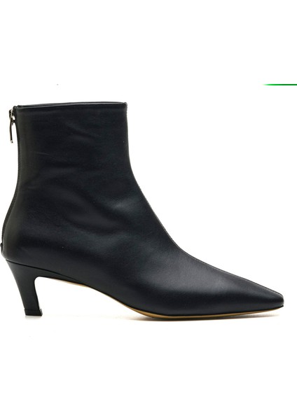 Fracy Siyah Hakiki Deri Kadın Topuklu Bot