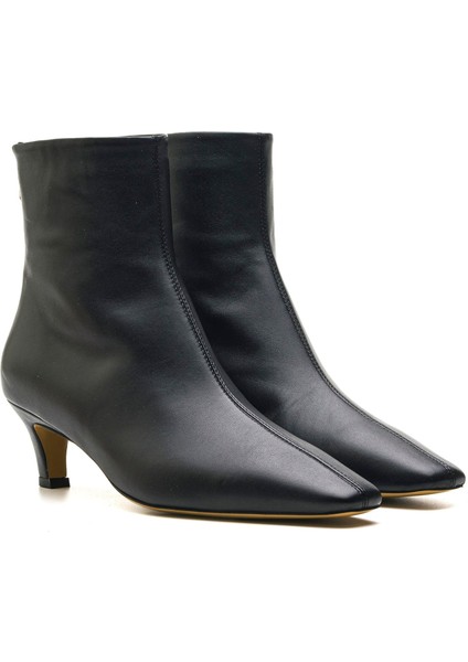 Fracy Siyah Hakiki Deri Kadın Topuklu Bot modelleri