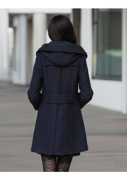 Yaka Detaylı Büyük Düğmeli Kaşe Kaban fiyatları