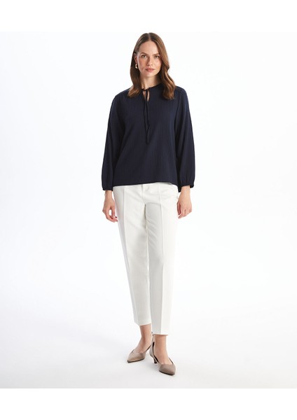 Yeni Sezon Bağlamalı Yaka Dokulu Kadın Bluz fiyatları