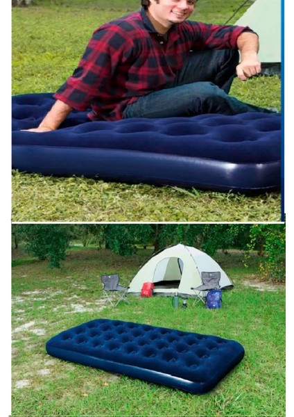 Tek Kişilik Yumuşak Şişme Yatak-Kolay Hazırlanır Misafir Yatağı Kamp Yatağı (191 cm x 73 Cm)