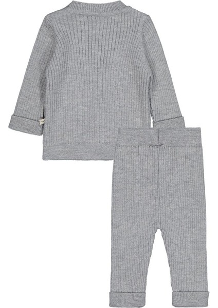 Omuzdan Düğmeli 3-12 Ay Takım - Gri 12-18 Ay