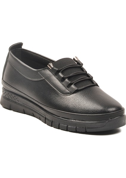 Siyah Lastik Bağcıklı Esnek Kadın Günlük Ayakkabı 034 Z fırsatları