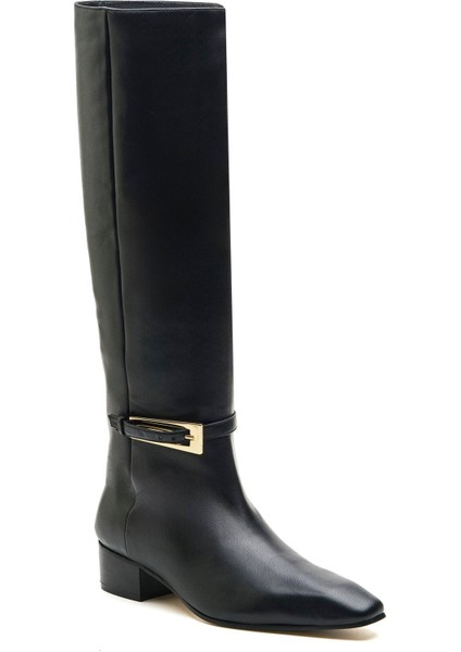 Basel Siyah Hakiki Deri Kadın Topuklu Çizme fiyatları
