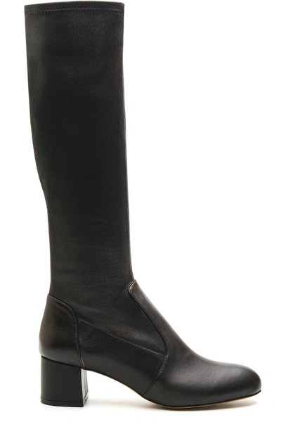 Fleks Kahve Hakiki Deri Kadın Topuklu Çizme