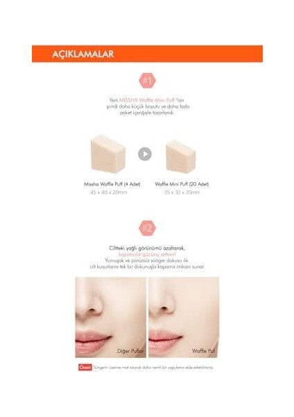 Mıssha Doğal ve Kusursuz Kapatıcılık Sağlayan Makyaj Süngeri-Waffle Mini Puff (20ADET)