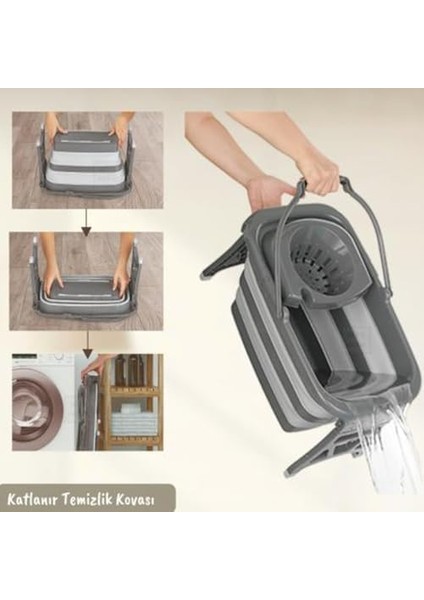 20 Litre Katlanabilir Mop ve Kovası - Temizlik Kovası - Paspas ve Kova - Ev Tipi Moplar ve Kova Setleri - modelleri