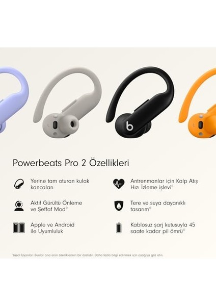 Pro 2 Kablosuz Kulaklık - Gürültü Önleme, Kalp Atış Hızı Monitörü, Ipx4, 45 Saate Kadar Pil Ömrü ve Kablosuz Şarj Kutusu, ve ile Uyumlu - Simsiyah modelleri