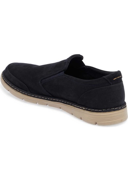 Lacivert Hakiki Nubuk Deri Erkek Casual Ayakkabı - E24I1AY56762-C39