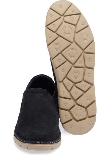 Lacivert Hakiki Nubuk Deri Erkek Casual Ayakkabı - E24I1AY56762-C39