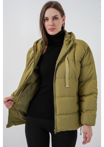 5117 Kapşonlu Şişme Mont - A.haki modelleri
